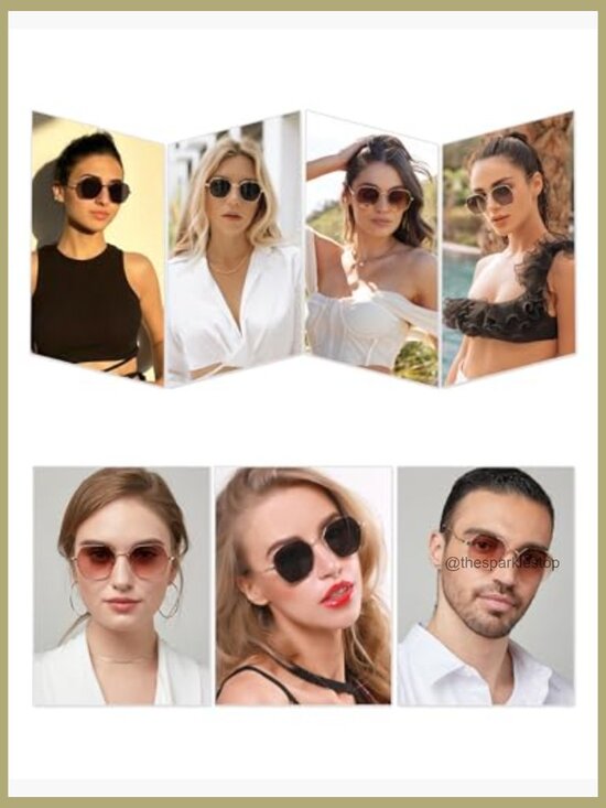 Retro Hexagon Square Polarized Sunglasses with Gold-Colored Metal Frame main image 4